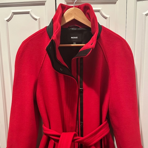 Mackage Iva Wood cashmere coat in red, size M - Picture 1 of 6